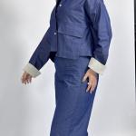 Gece set with a denim look and floded sleeves