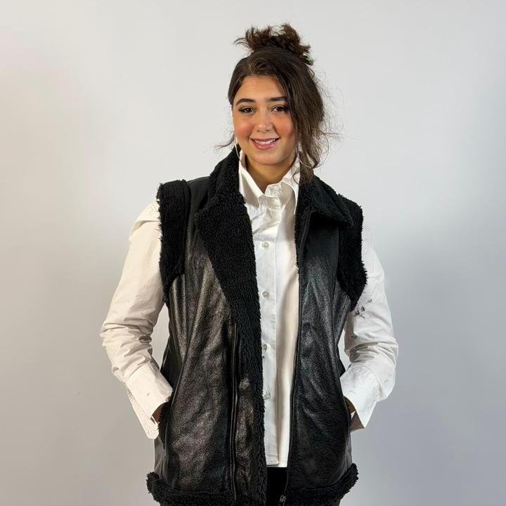 Faux Leather Shearling Vest